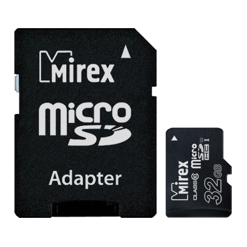 Карта памяти 32Gb microSDHC Mirex Class 10 UHS-I U1 + адаптер