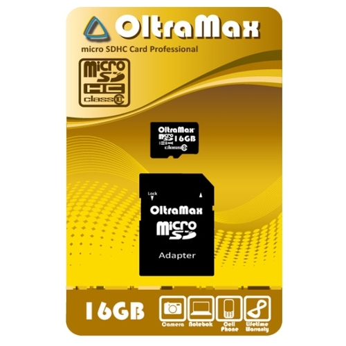 Карта памяти 16Gb microSDHC OltraMax Class 10 + адаптер