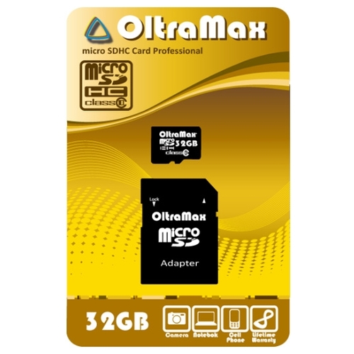 

Карта памяти 32Gb microSDHC OltraMax Class 10 + адаптер, OM032GCSDHC10