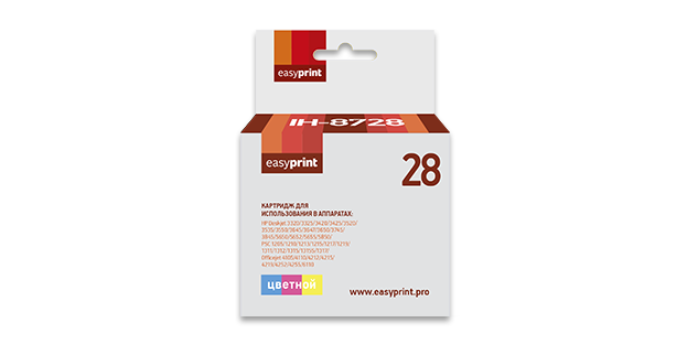 

Картридж струйный EasyPrint IH-8728 (№28/C8728AE), цветной, совместимый, для HP