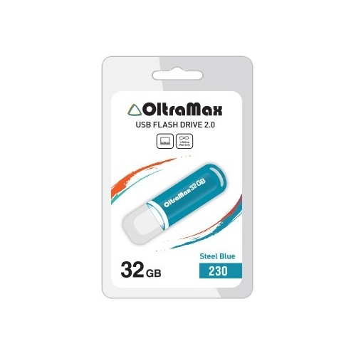 

Флешка 32Gb USB 2.0 OltraMax 230, стальной синий (OM-32GB-230-St Blue), 230