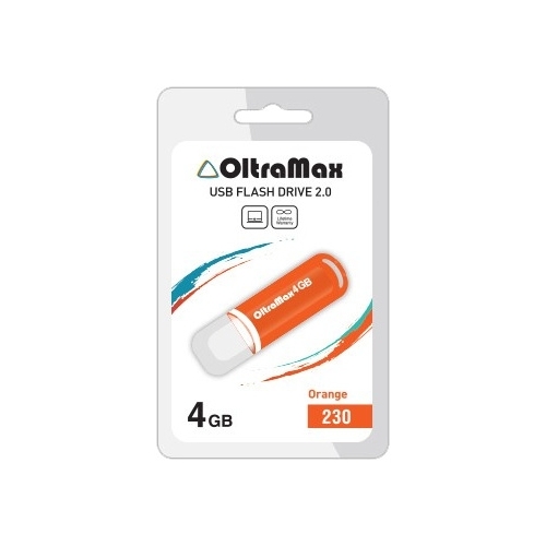 

Флешка 4Gb USB 2.0 OltraMax 230, оранжевый (OM-4GB-230-Orange), 230