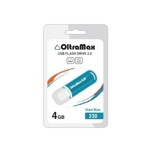 

Флешка 4Gb USB 2.0 OltraMax 230, стальной синий (OM-4GB-230-St Blue), 230