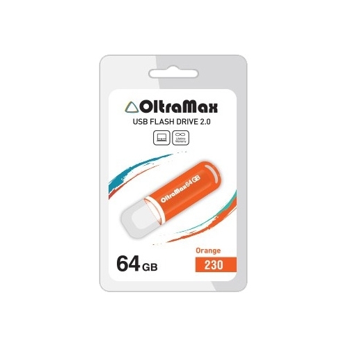 

Флешка 64Gb USB 2.0 OltraMax 230, оранжевый (OM-64GB-230-Orange), 230