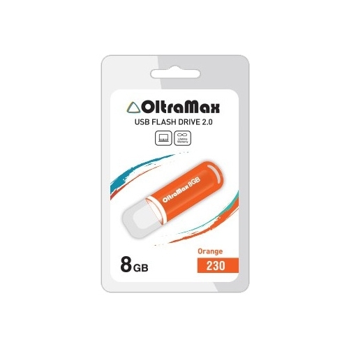 

Флешка 8Gb USB 2.0 OltraMax 230 8GB, оранжевый (OM-8GB-230-Orange), 230 8GB