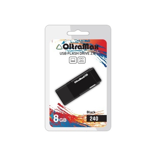 

Флешка 8Gb USB 2.0 OltraMax 240, черный (OM-8GB-240-Black), 240