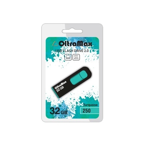 

Флешка 32Gb USB 2.0 OltraMax 250, черный/бирюзовый (OM-32GB-250-Turquoise), 250