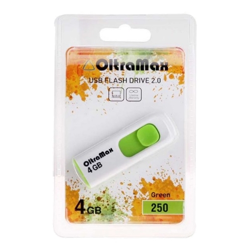 

Флешка 4Gb USB 2.0 OltraMax 250, белый/зеленый (OM-4GB-250-Green), 250