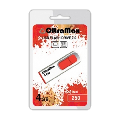 

Флешка 4Gb USB 2.0 OltraMax 250, белый/красный (OM-4GB-250-Red), 250
