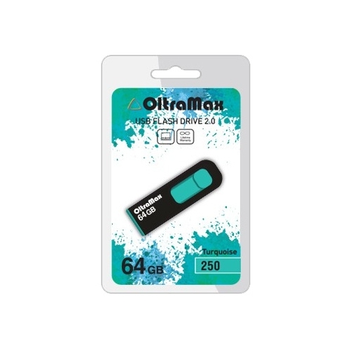 

Флешка 64Gb USB 2.0 OltraMax 250, черный/бирюзовый (OM-64GB-250-Turquoise), 250