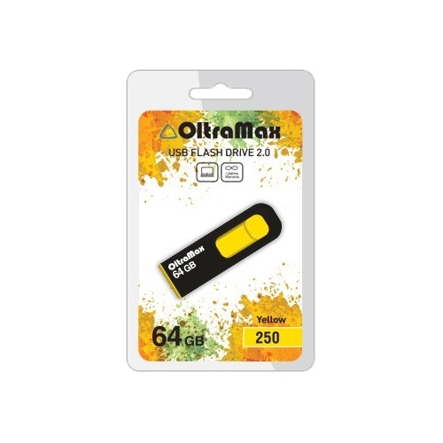 

Флешка 64Gb USB 2.0 OltraMax 250, черный/желтый (OM-64GB-250-Yellow), 250