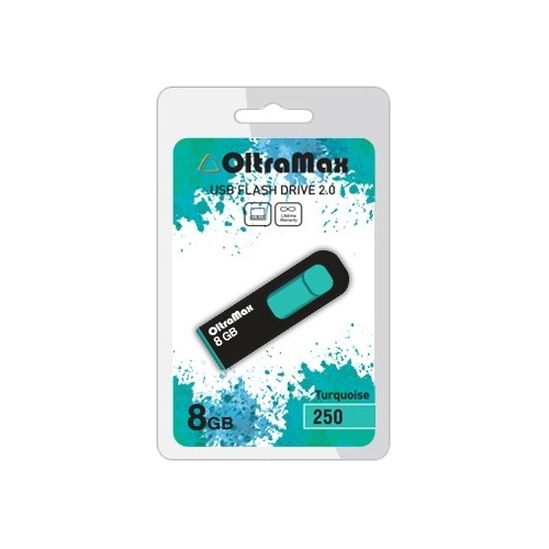 

Флешка 8Gb USB 2.0 OltraMax 250, черный/бирюзовый (OM-8GB-250-Turquoise), 250