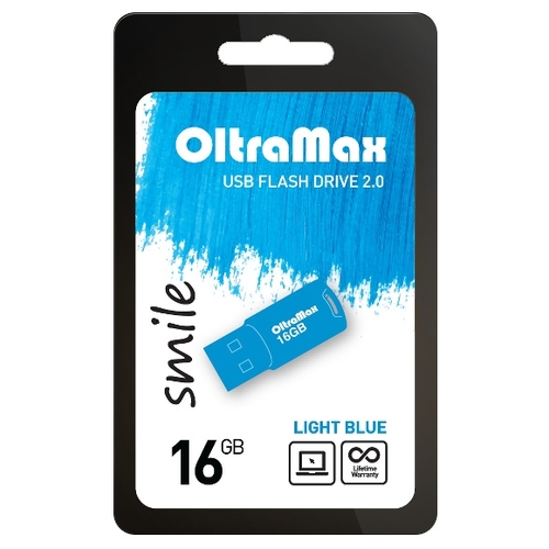 

Флешка 16Gb USB 2.0 OltraMax smile, голубой (OM 016GB Smile LB), smile