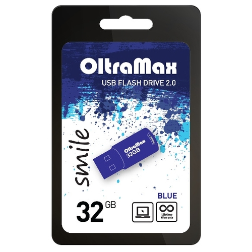 

Флешка 32Gb USB 2.0 OltraMax smile, синий (OM 032GB Smile Bl), smile