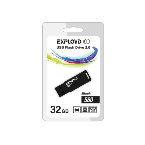 

Флешка 32Gb USB 2.0 EXPLOYD 560, черный (EX-32GB-560-Black), 560