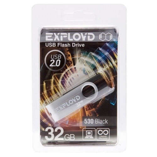 

Флешка 32Gb USB 2.0 EXPLOYD 530, черный (EX032GB530-B), 530