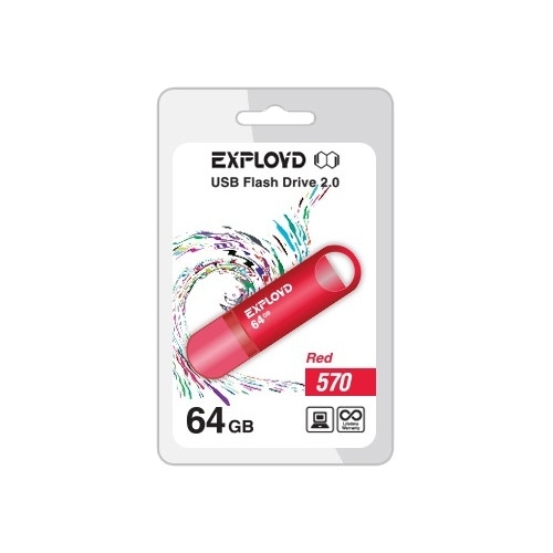 

Флешка 64Gb USB 2.0 EXPLOYD 570, красный (EX-64GB-570-Red), 570