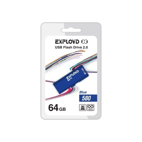 

Флешка 64Gb USB 2.0 EXPLOYD 580, синий (EX-64GB-580-Blue), 580