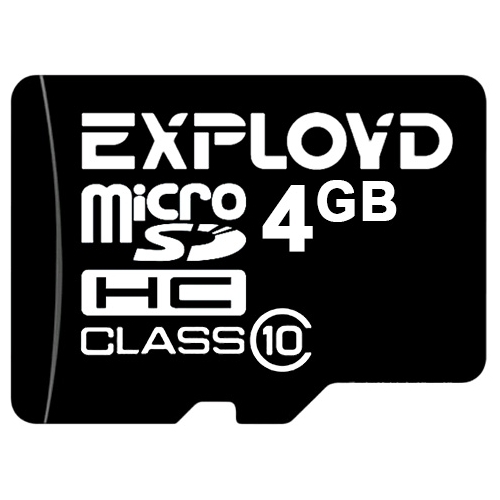 

Карта памяти 4Gb microSDHC EXPLOYD Class 10, EX004GCSDHC10-W/A-AD