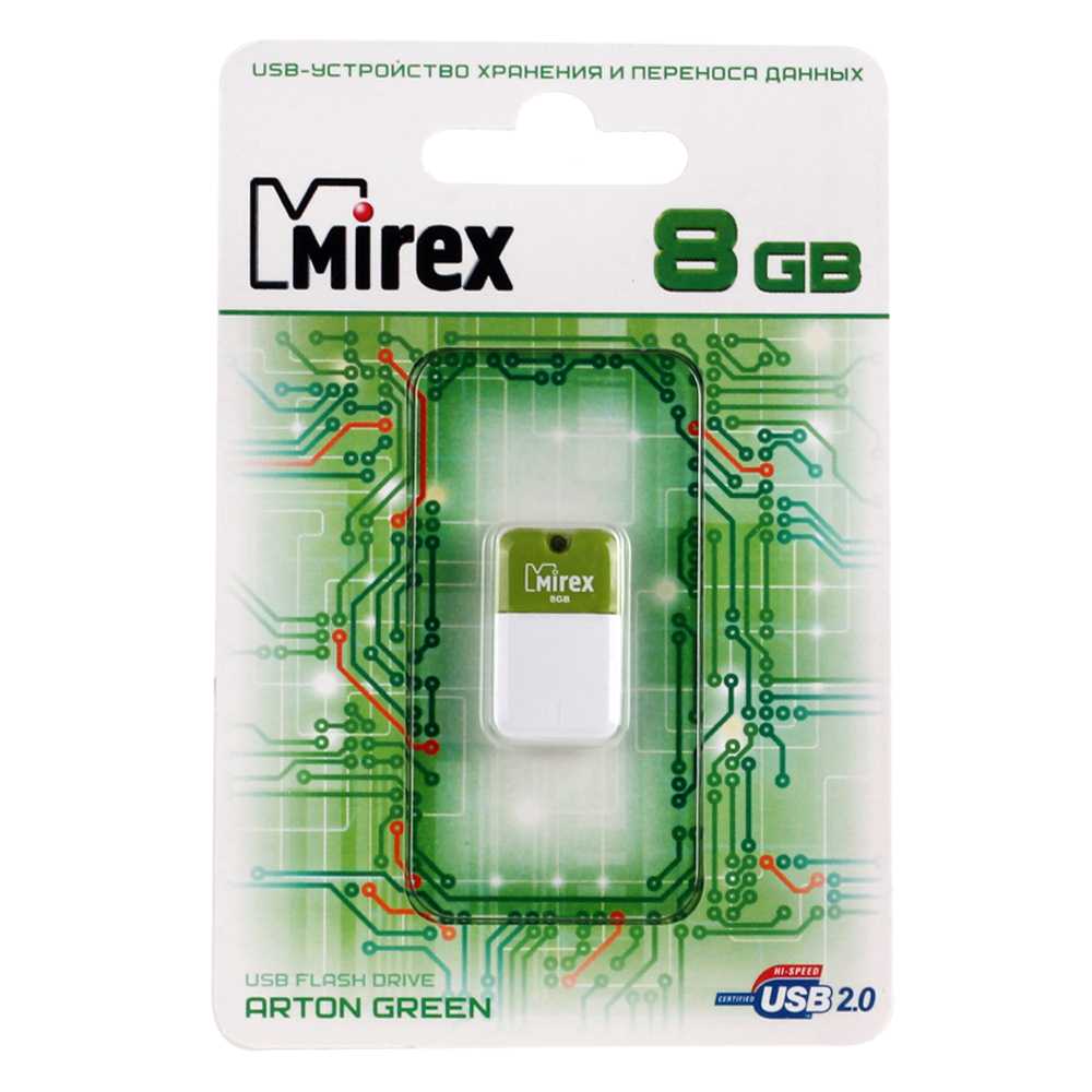 

Флешка 8Gb USB 2.0 Mirex ARTON, белый/зеленый (13600-FMUAGR08), ARTON