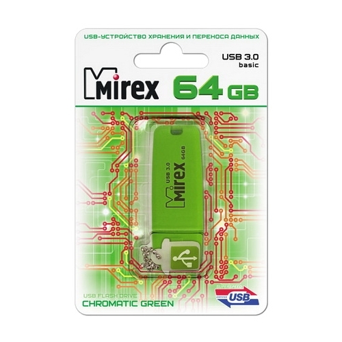 

Флешка 64Gb USB 3.0 Mirex CHROMATIC, зеленый (13600-FM3CGN64), CHROMATIC