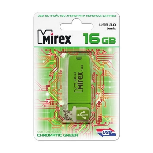 

Флешка 16Gb USB 3.0 Mirex CHROMATIC, зеленый (13600-FM3CGN16), CHROMATIC