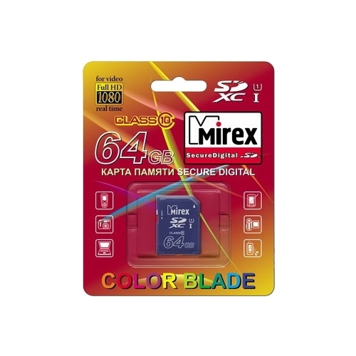 Карта памяти SDXC Mirex 64Gb Class 10 UHS-I U1