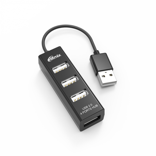 

Концентратор Ritmix CR-2402, 4xUSB 2.0, черный (15119265), CR-2402