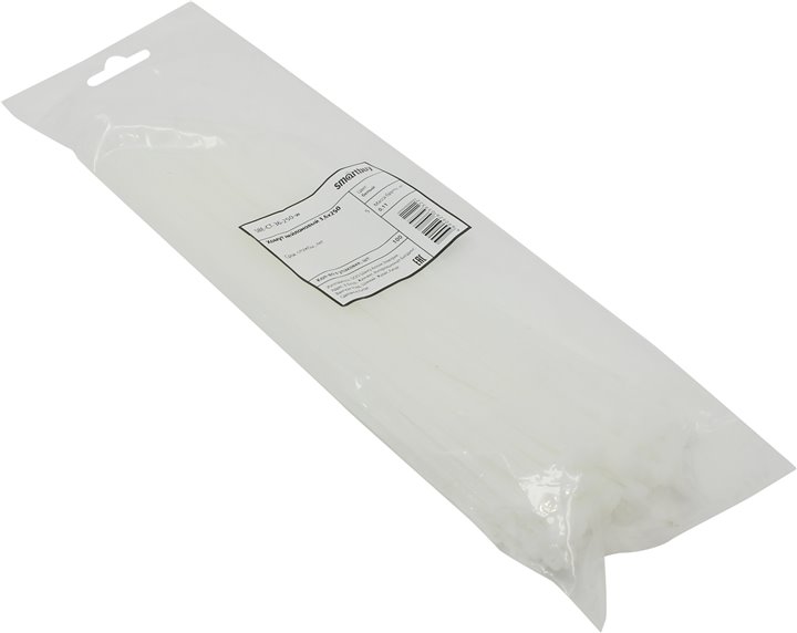 

Стяжка Smartbuy, 3.6 мм x 250 мм, 100 шт., белый (SBE-CT-36-250-w)