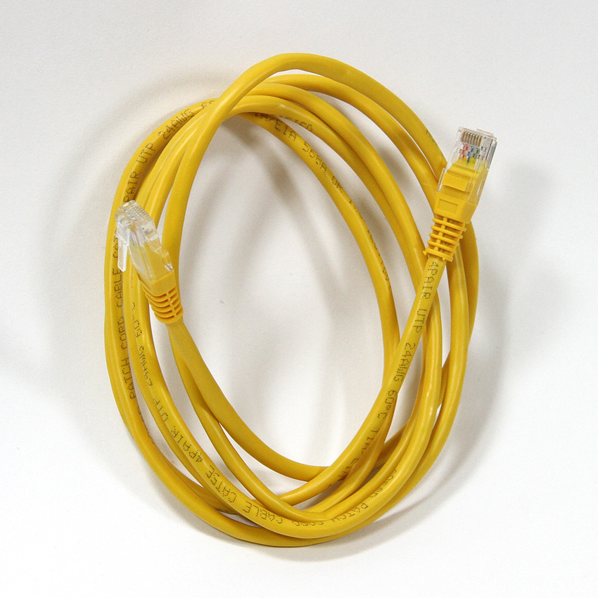 Патч-корд UTP кат.5e, 2м, RJ45-RJ45, желтый, Aopen (ANP511_2M_Y)