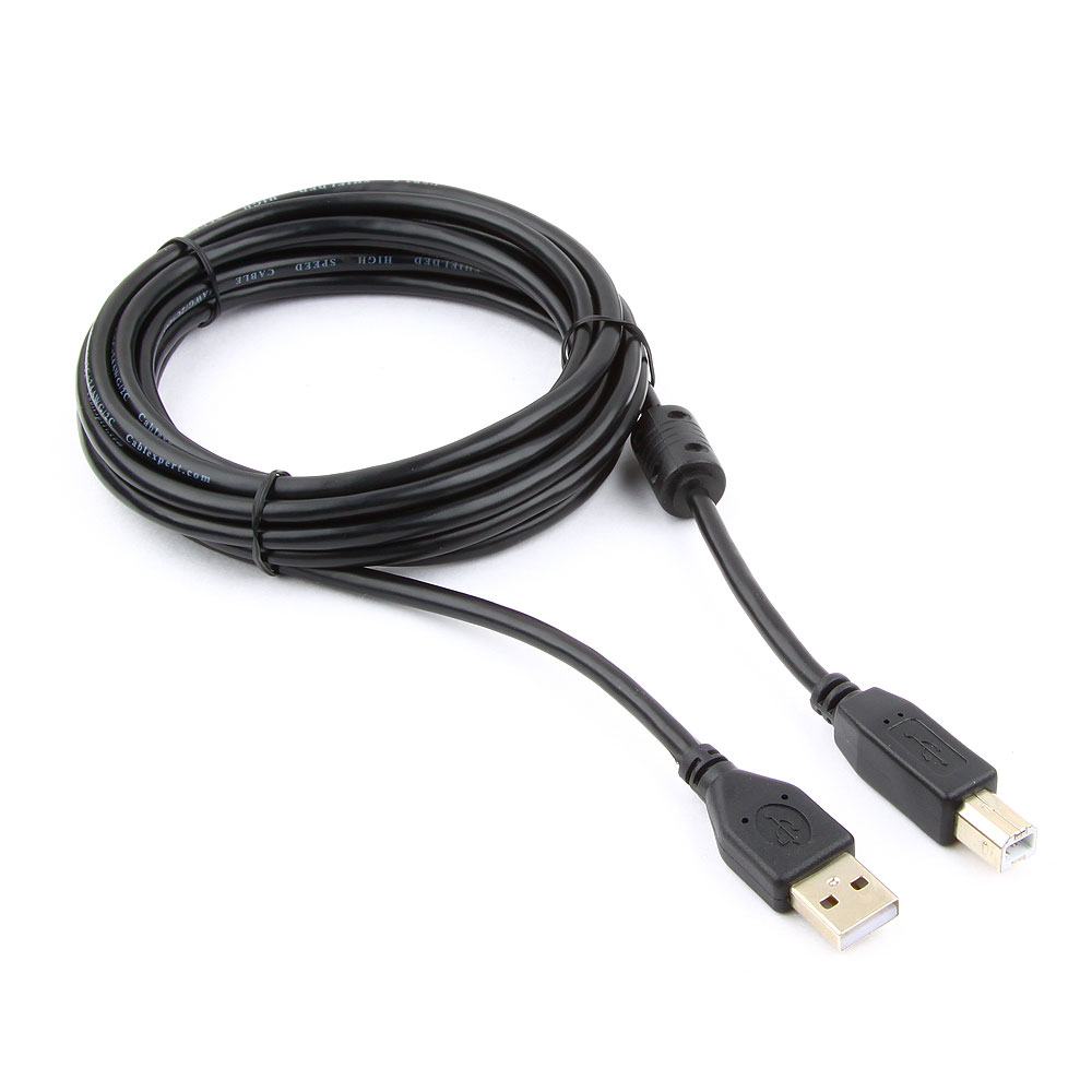 

Кабель USB(Am)-USB(Bm), ферритовый фильтр, экранированный, 3 м, черный, Cablexpert (CCF-USB2-AMBM-10)