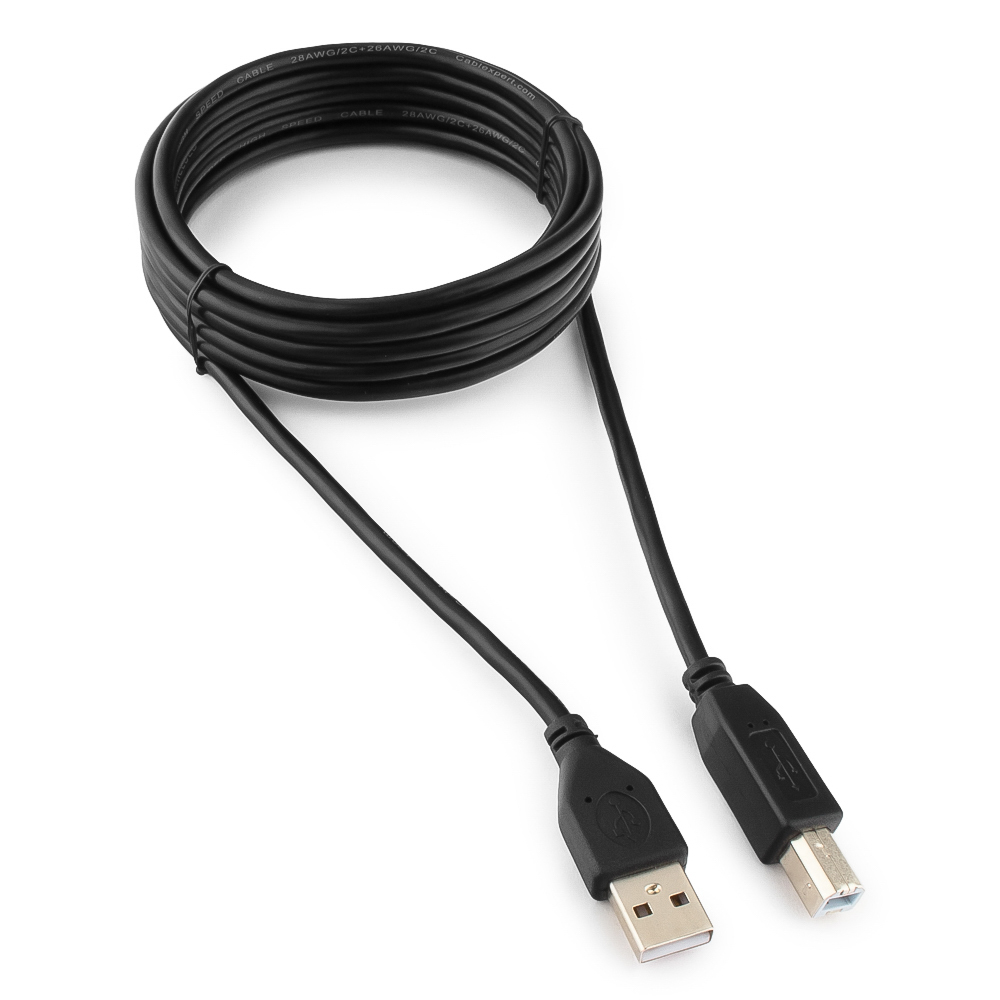 

Кабель USB(Am)-USB(Bm), экранированный, 3 м, черный, Cablexpert (CCP-USB2-AMBM-10)