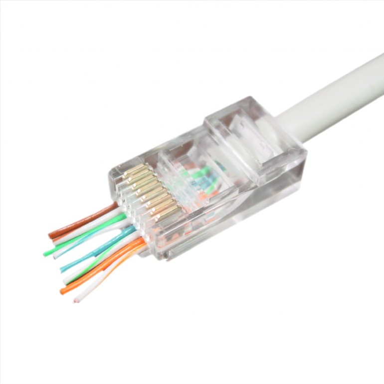 Коннектор RJ-45 8P8C категория 5e, 100шт., со сквозным отверстием, Cablexpert (LC-PTU-01/100) LC-PTU-01/100 - фото 1