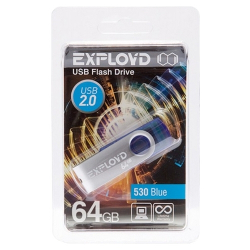 

Флешка 64Gb USB 2.0 EXPLOYD 530, синий (EX064GB530-Bl), 530