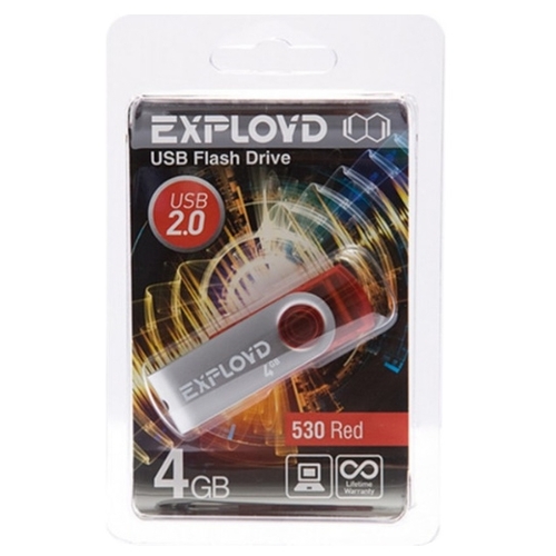 

Флешка 4Gb USB 2.0 EXPLOYD 530, красный (EX004GB530-R), 530