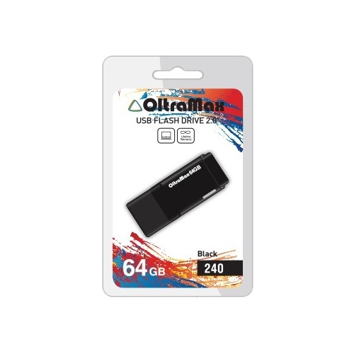 

Флешка 64Gb USB 2.0 OltraMax 240, черный (OM-64GB-240-Black), 240