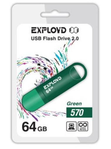 

Флешка 64Gb USB 2.0 EXPLOYD 570, зеленый (EX-64GB-570-Green), 570