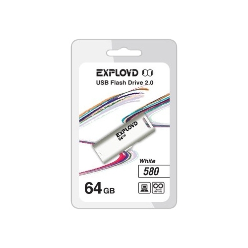 

Флешка 64Gb USB 2.0 EXPLOYD 580, белый (EX-64GB-580-White), 580