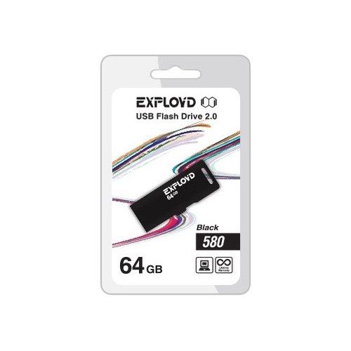 

Флешка 64Gb USB 2.0 EXPLOYD 580, черный (EX-64GB-580-Black), 580