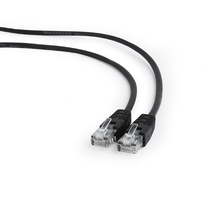 Патч-корд UTP кат.5e, 0.5м, RJ45-RJ45, черный, Cablexpert (PP12-0.5M/BK)