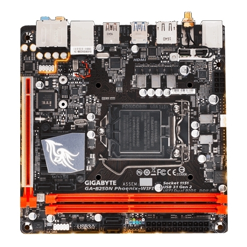 Материнская плата GIGABYTE GA-B250N Phoenix-WIFI, Socket1151, Intel B250, mini-ITX