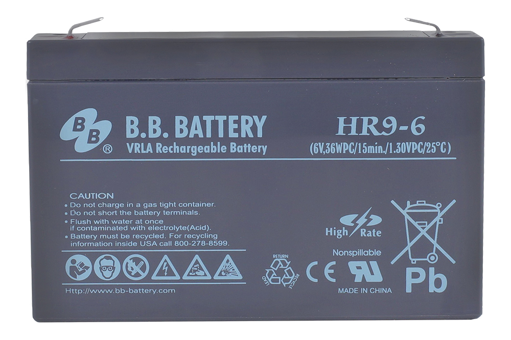 Аккумуляторная батарея для ИБП B.B.Battery HR 9-6, 6V, 9Ah