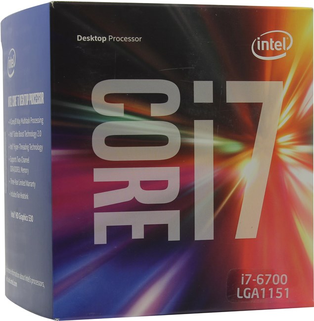 Процессор Intel Core i7-6700 Skylake (2015), 4C/8T, 3400MHz 8Mb TDP-65W Socket1151 BOX