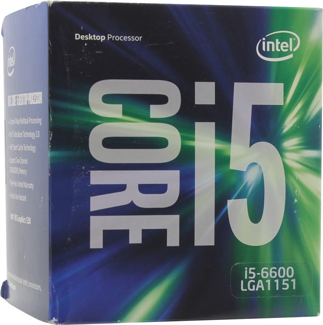 Процессор Intel Core i5-6600 Skylake-S, 4C/4T, 3300MHz 6Mb TDP-65W Socket1151 BOX (BX80662I56600SR2L5)