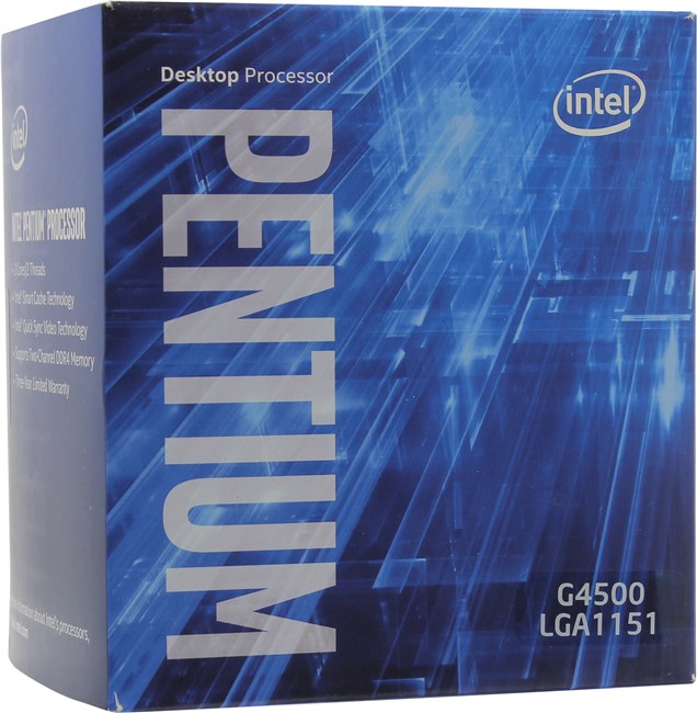 Процессор Intel Pentium-G4500 Skylake (2015), 2C/2T, 3500MHz 3Mb TDP-51W Socket1151 BOX (BX80662G4500SR2HJ)