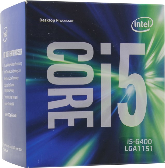 Процессор Intel Core i5-6400 Skylake-S, 4C/4T, 2700MHz 6Mb TDP-65W Socket1151 BOX (BX80662I56400SR2L7)