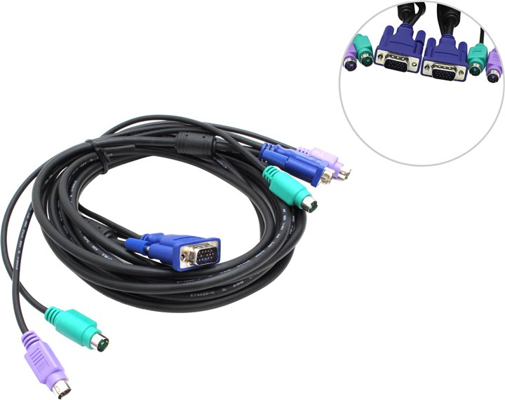 

Кабель D-Link DKVM-CB5 2xPS/2,1xVGA 5m, DL-DKVM-CB5