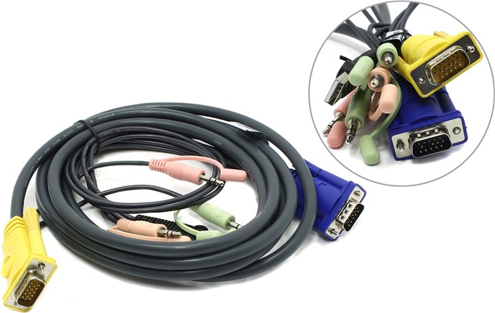 

Кабель ATEN 2L-5303U для KVM переключателей (VGA15M+USB+Audio+Mic-SPHD-15M+Audio+Mic, 3.0m)