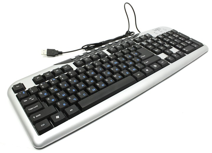 

Клавиатура проводная CBR KB 300M, мембранная, USB, черный/серебристый
