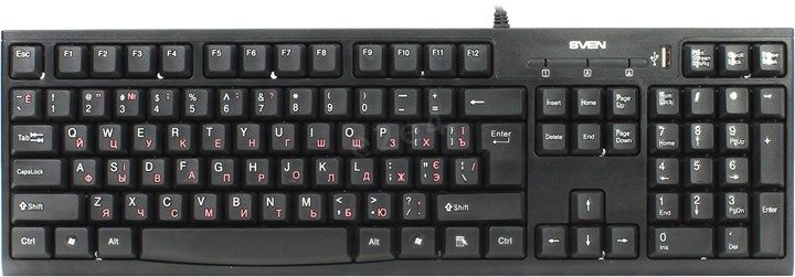

Клавиатура проводная Sven Standard 304 Black USB, мембранная, USB, черный, Standard 304 Black USB